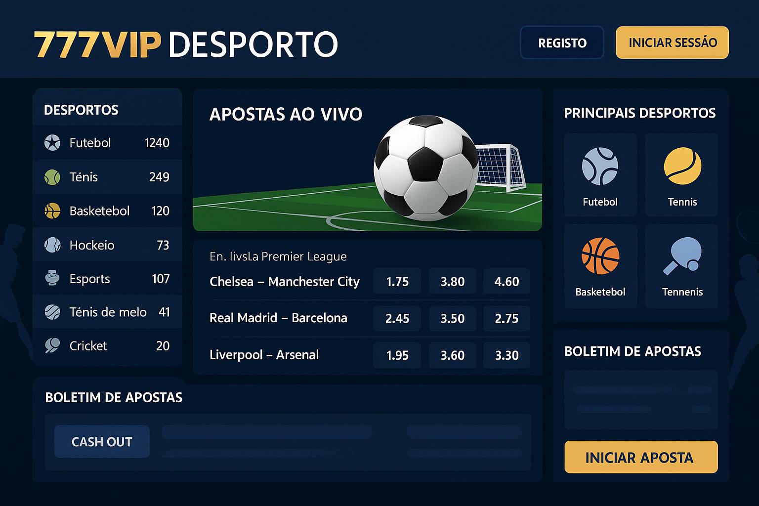 Aposte em apostas esportivas no cassino online 777VIP